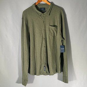 NWT Men's Lucky Brand Button Up Shirt Olive One Pocket Size L